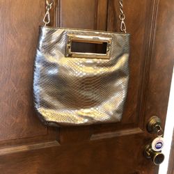 Beautiful Michael Kors Silver Alligator Look Cross Body Bag Purse