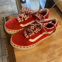 Vans Size 13c Red With Hearts