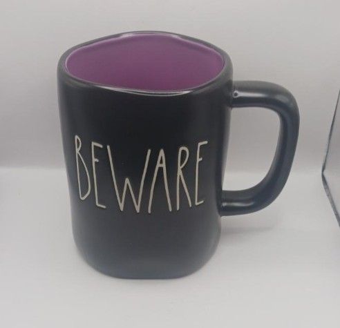 Rae Dunn Artisan Collection by Magenta "Beware" MugBlack/Purple Inside