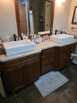 Large Bathroom Vanity With Sinks And Faucets 