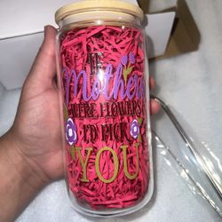 Mother’s Day Glass Straw Cup