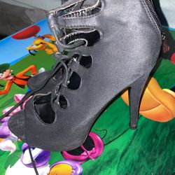 Lace Up Black Heels 