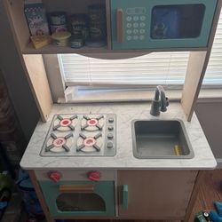 Wooden Play Kitchen And Accessories 