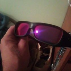 Oakley Sunglasses, Black And 2 Tone Purple Lenses.