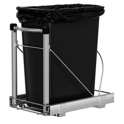 Soft close pull out cabinet trash shelf 