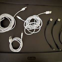 Lot Of Lightning iPhone Charger Power Cords. There Are two 10 foot cords, one 3 foot cord and three 8 inch cords. Will sell individually or as a set. 