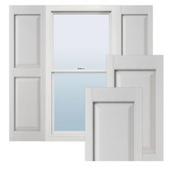 6220: New Ekena Millwork Lifetime Vinyl LP2S14X05500WH Standard Two Equal Panel Vinyls, Raised Panel Vinyl Shutters, w/Installation Shutters