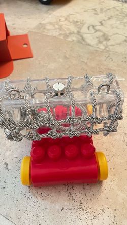 Crystal Embellished Clear Clutch Bag on Toy Base