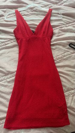 Red Knit Mini Dress V-Neck Sleeveless