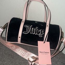 Juicy Couture Black/pink Queen Of Everything Mini Barrel Bag

