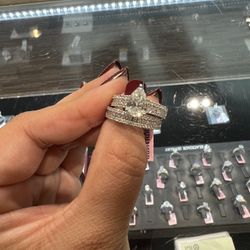 14k Gold REAL LAB DIAMOND Bridal Ring Set With 1.5ctw Center Diamond And 2.6ctw Total