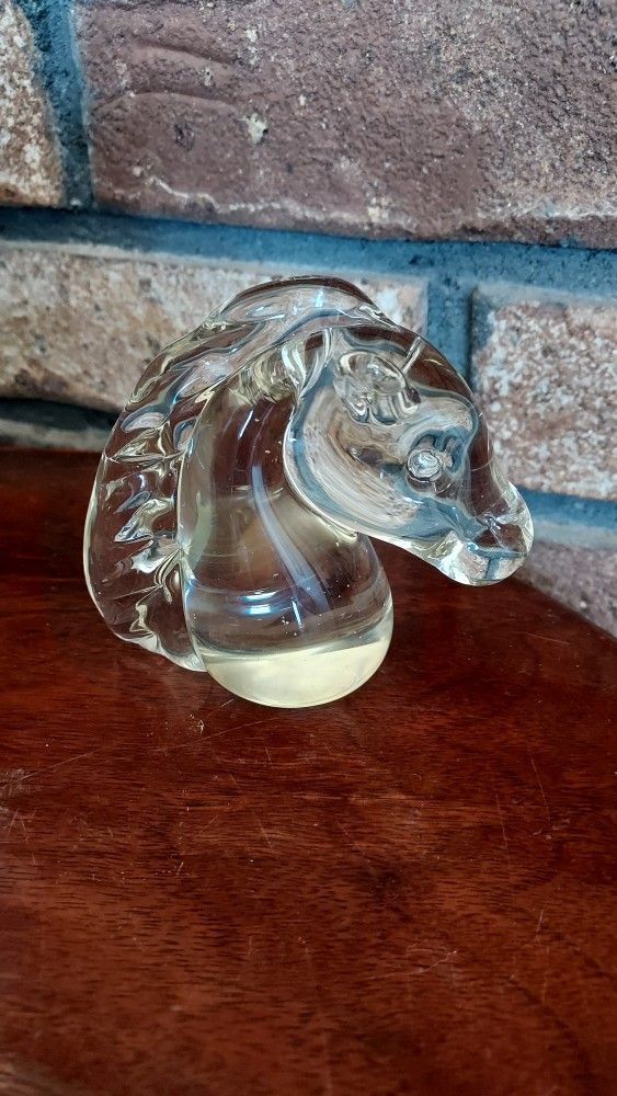 Art Glass Animal Horse Head Desk Office Paperweight Figurine Equestrian 3.5 Inch