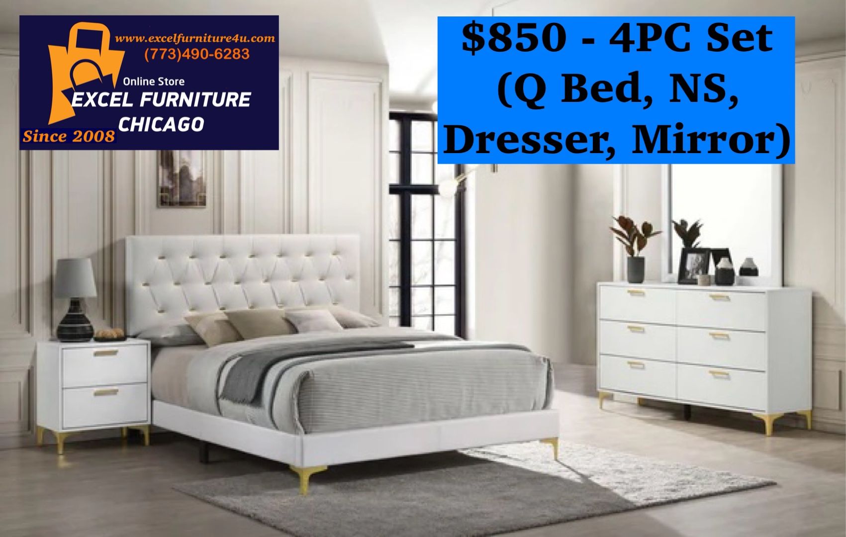 Brand new 4PC Queen Size Bedroom Set.