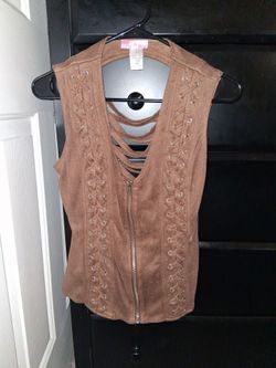 Brown Suede Size Large Zip Up Cover