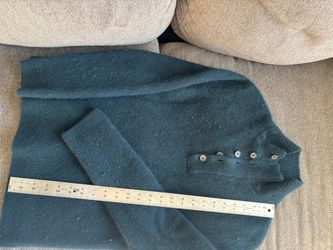 Teal Knit Sweater with Button Collar