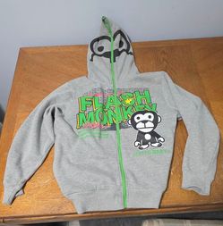 NEW SIZE L Flash Monkey Graphic Zip-Up Hoodie