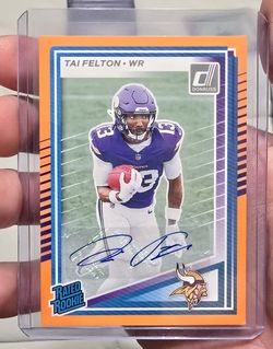2025 Panini Donruss Orange Tai Felton Rookie Auto Minnesota Vikings