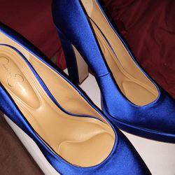 Jessica Simpson 8 1/2 Royal Blue Satin Heels Never Used