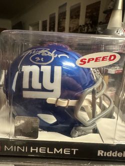 Tiki Barber Signed New York Giants Riddell Speed Mini Helmet w/ 3x PB Beckett