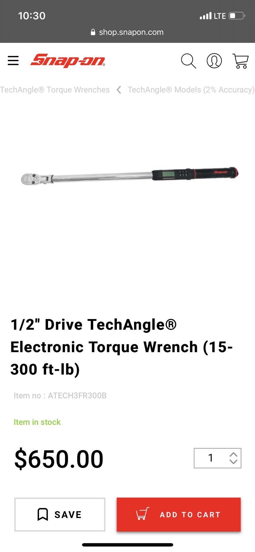 Snapon 1/2 tech torque wrench