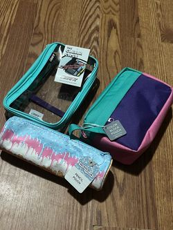 Case it clear storage bag, color block pouch. Pencil holder bag 4 bags