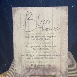  Bless This House Wood Plaque - Made in the USA - 11.75 in x 15 in - Classy Vertical Frame Wall Hanging Decoration |
