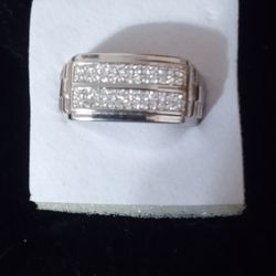 Mossanite Two Row Silver Ring And Silver Pave Ring 
