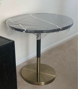 West Elm Round Marble Top Side Table Gold Base