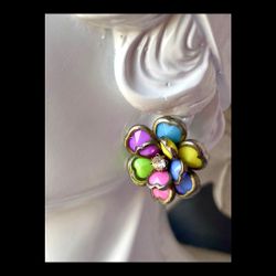 Vintage Coquette Aesthetic Multicolor Floral Dangle Earrings for Pierced Ears