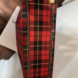 Aladdin Plaid Thermos Bottles & Sandwich Box in Zippered Carrying Case, Retro Red Plaid Aladdin Thermos Picnic Set with 2 Thermoses and Box