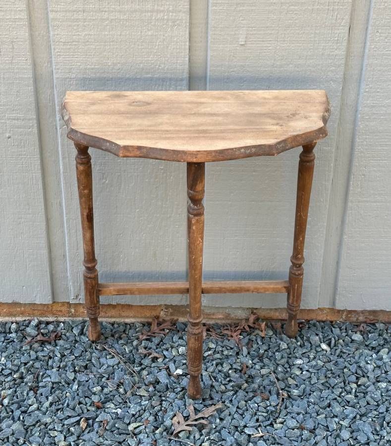 Vintage Demilune Half Moon Wood Accent Side End Table