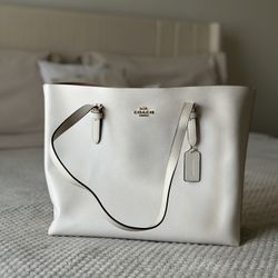 Coach Mollie Tote Large White Leather Purse
