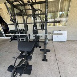 Vesta Fitness Smith Machine 1001 w/Bench Attachment | 245lb Cast Iron Olympic Weights | 7ft Olympic Bar | Fitness | Gym Equipment | FREE DELIVERY 🚚 