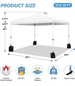 10x10 Pop Up Canopy with Sidewall, One-Person One-Minute Setup - Sturdy Frame, UV & Water Resistant Canopy Tent w/Wheeled Carry Bag for Beach, Patio,