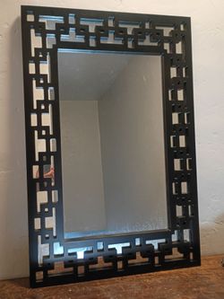 Black Modern Geometric Framed Mirror