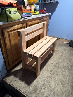 Handmade 2×4 Wood Bench with Storage Shelf