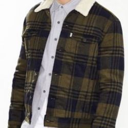Levi’s Levis Mens Trucker Large Sherpa Jacket Plaid Western Jeans Jean XL Extra Large New NWT Large 