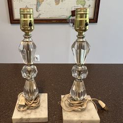 Set Of Vintage Acrylic And Marble Lamps