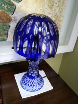 Vintage Bohemian Cobalt Crystal Lamp