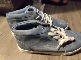 Denim High-Top Sneakers