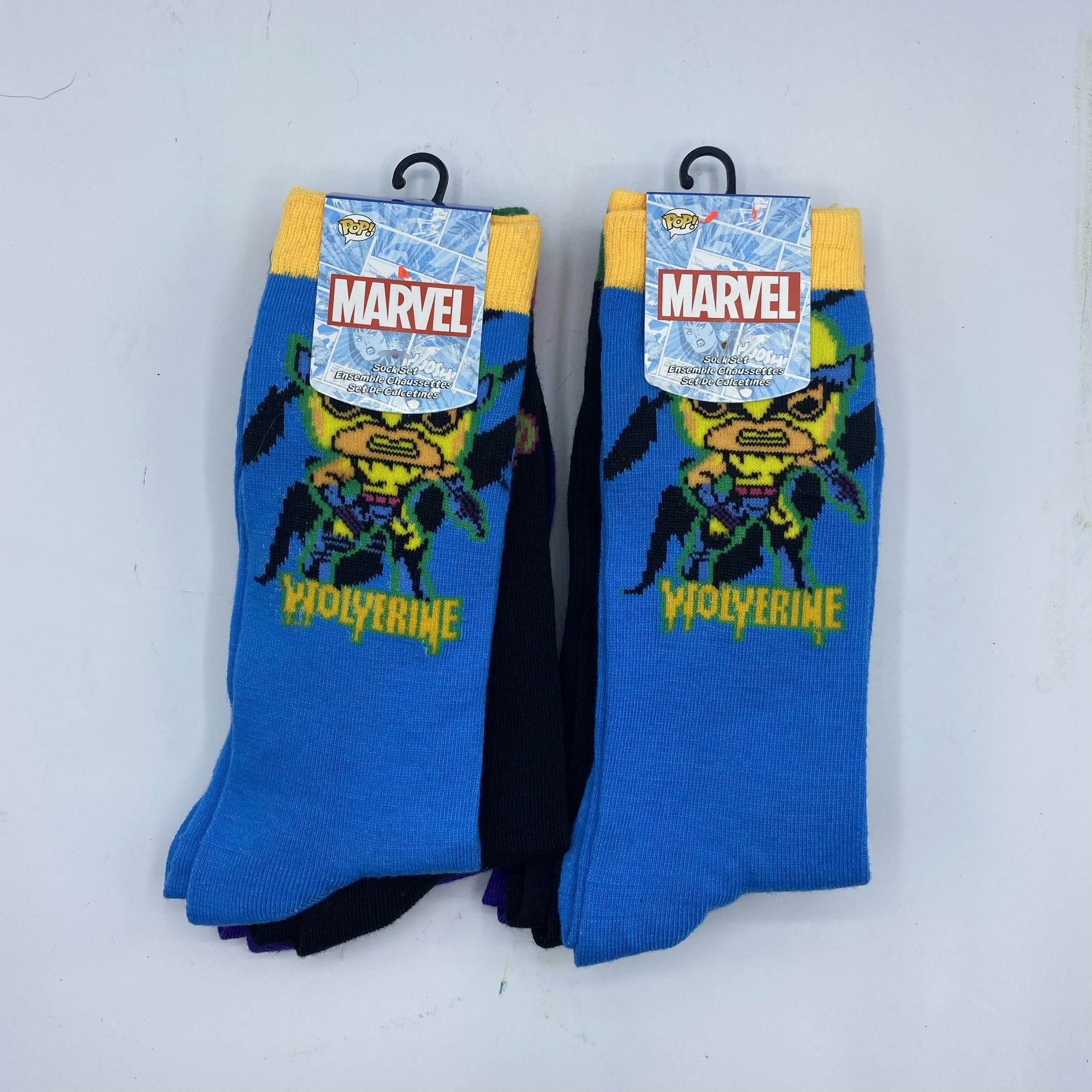 (2) POP! Marvel: X-Men Blacklight 3pk Crew Socks - Wolverine, Rogue, Magneto
