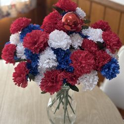 Red, White, and Blue Flower Arrangement