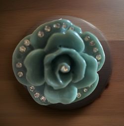 Vintage Adjustable Cocktail Carved Turquoise Colored Rose Small Pearl Band Ring