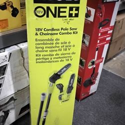 RYOBI ONE + 18V CORDLEES POLE SAW & CHAINSAW  COMBO KIT 