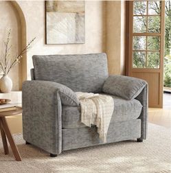 Light Gray Oversized Gray Chenille Accent Chair