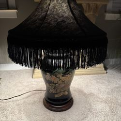 Black Chinoiserie Jar Lamp 