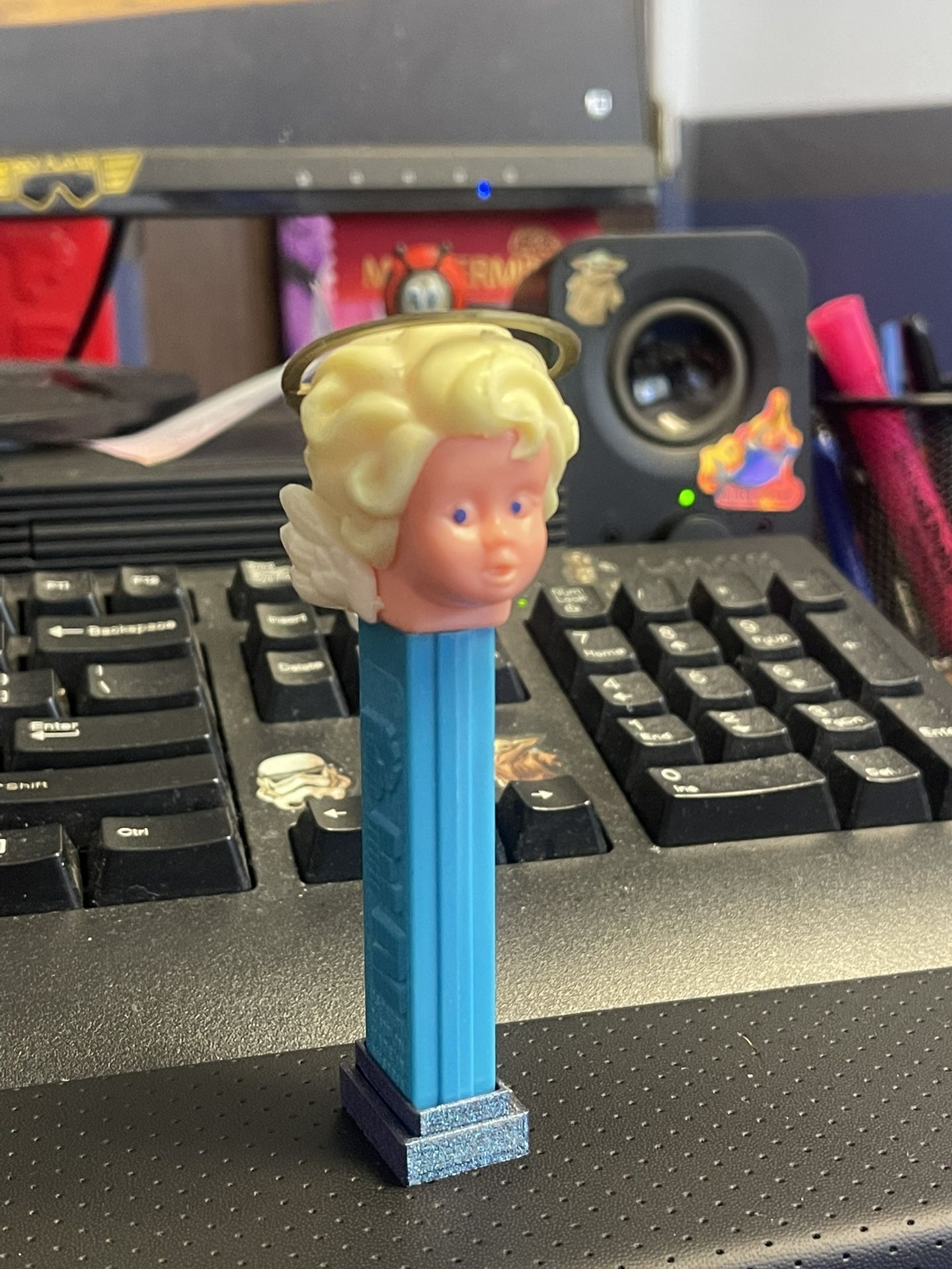 Rare vintage pink faced Angel Pez Dispenser w wings and halo Pat#2.6 made In Austria: