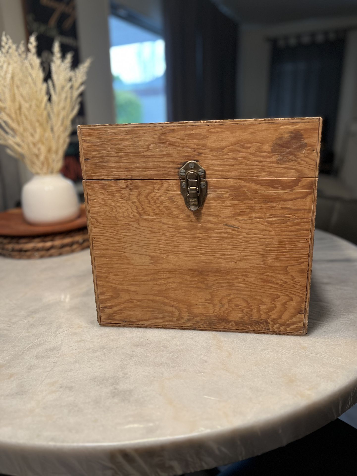 Antique Vintage Wooden Handmade Storage Box Container Hinged Lid