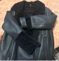 Black Leather Shearling Lined Moto Jacket
