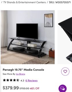 Modern Black Glass TV Stand - LIKE NEW